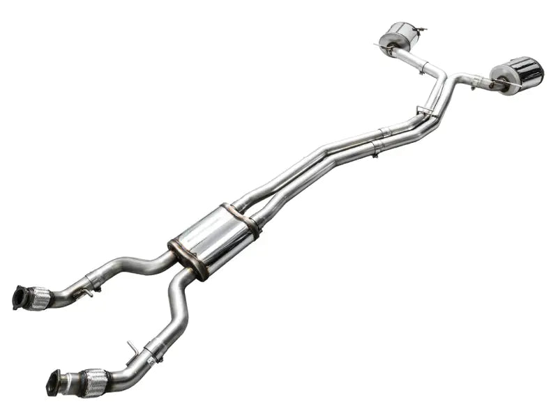 Shiny metal exhaust system from AWE Audi 2019-2023 C8 A6/A7 Touring Edition cat-back exhaust