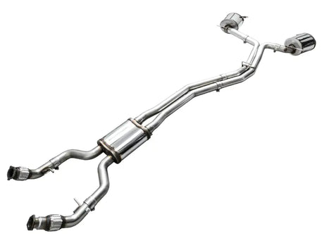 Shiny metal exhaust system from AWE Audi 2019-2023 C8 A6/A7 Touring Edition cat-back exhaust