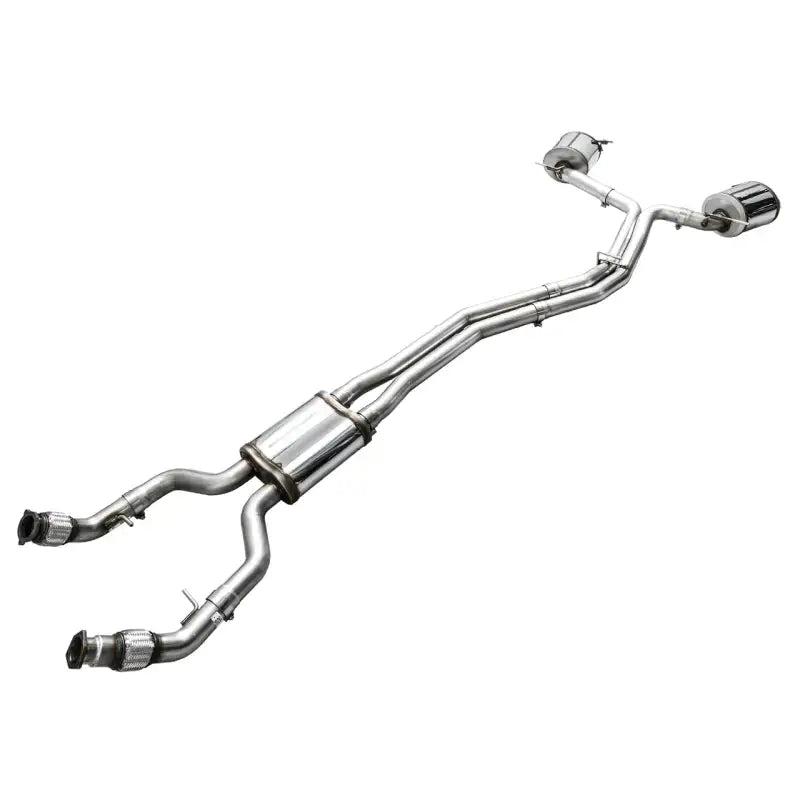 Shiny metal exhaust system from AWE Audi 2019-2023 C8 A6/A7 Touring Edition cat-back exhaust