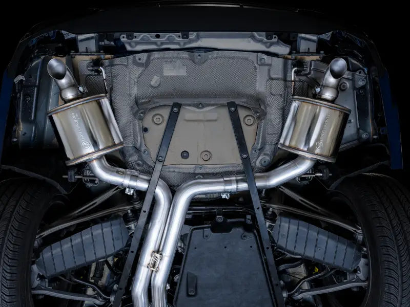 Car’s dual exhaust system on AWE Audi 2019-2023 C8 A6/A7 3.0T Touring Edition Cat-back Exhaust