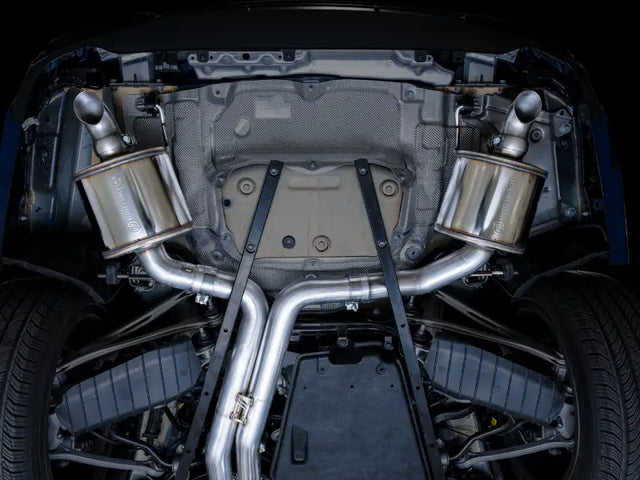 Car’s dual exhaust system on AWE Audi 2019-2023 C8 A6/A7 3.0T Touring Edition Cat-back Exhaust
