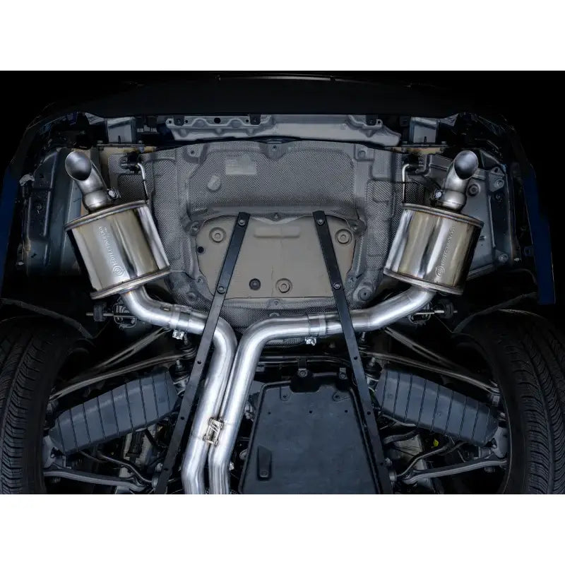 Car’s dual exhaust system on AWE Audi 2019-2023 C8 A6/A7 3.0T Touring Edition Cat-back Exhaust