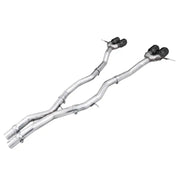 AWE Track Edition Catback Exhaust for BMW G8X M3/M4 with Diamond Black Tips on White Background.