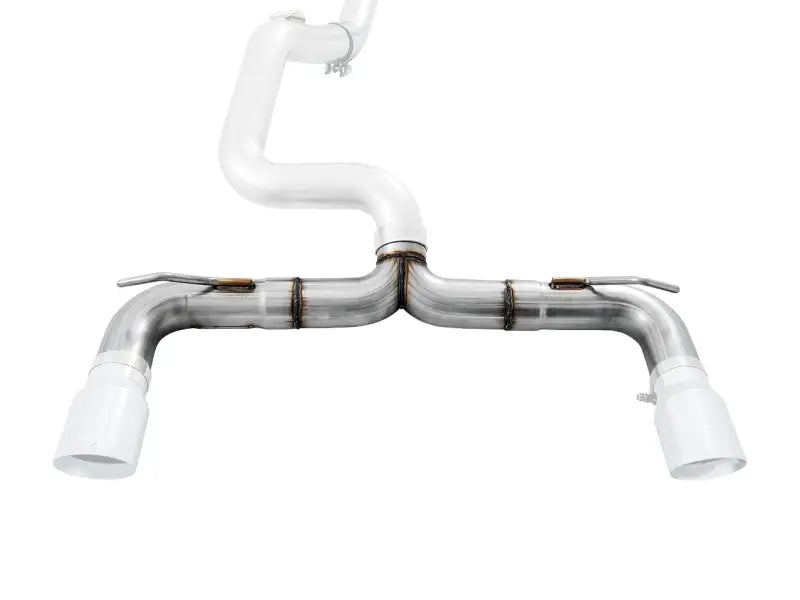 Stainless steel dual exhaust with polished tips on AWE Tuning Ford Focus track conversion kit