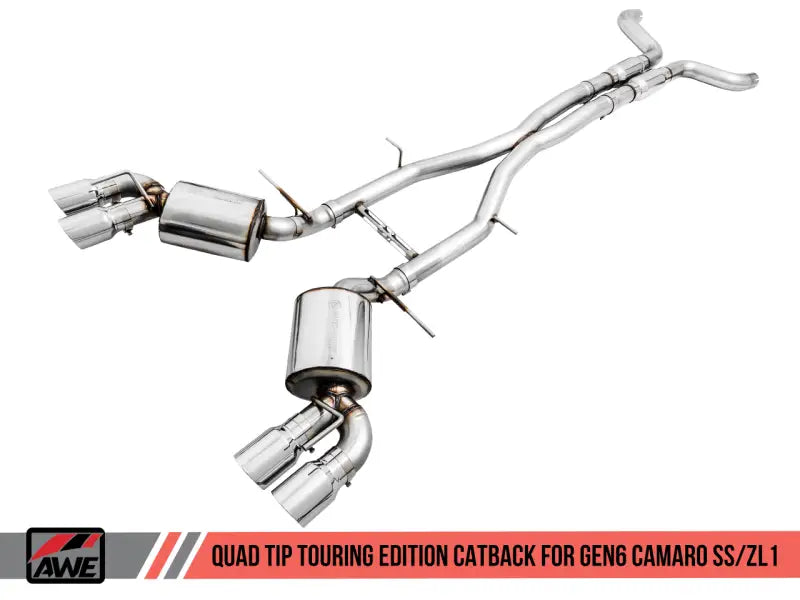 AWE Tuning 16-19 Chevy Camaro SS Res Cat-Back Exhaust -Touring Edition (Quad Chrome Silver Tips) - Truck & Automotive