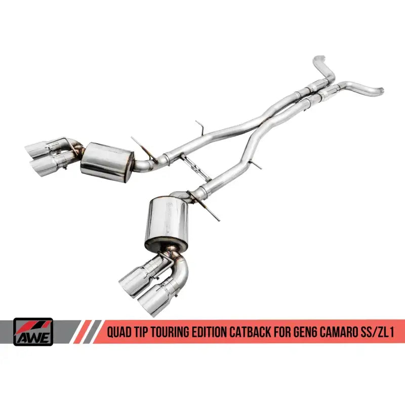 AWE Tuning 16-19 Chevy Camaro SS Res Cat-Back Exhaust -Touring Edition (Quad Chrome Silver Tips) - Truck & Automotive