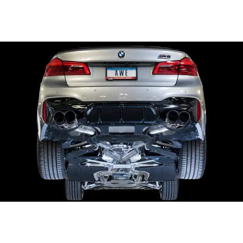 AWE Tuning 3025-43066 AWE Tuning 18-19 BMW F90 M5 SwitchPatch Cat-Back Exhaust- Black Diamond Tips