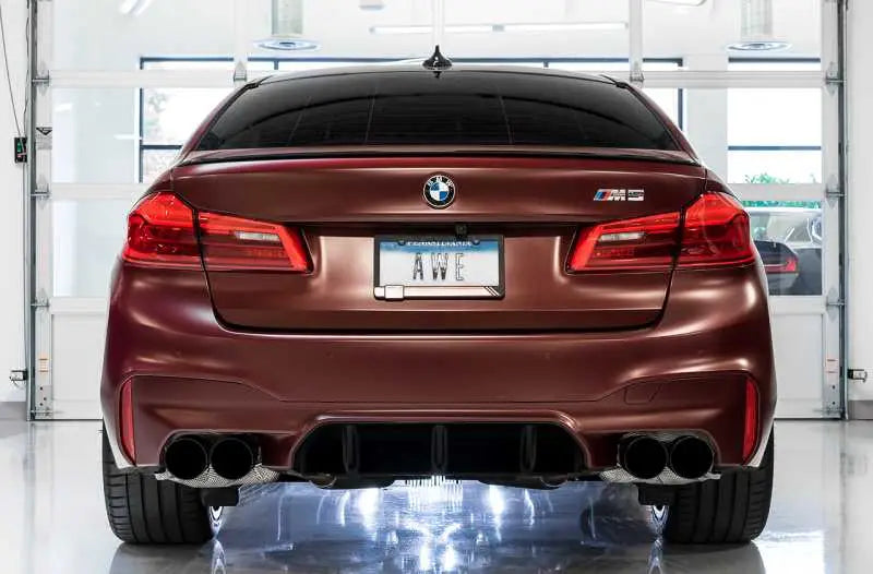 AWE Tuning 18-19 BMW M5 (F90) 4.4T AWD Cat-back Exhaust - Track Edition (Diamond Black Tips) 