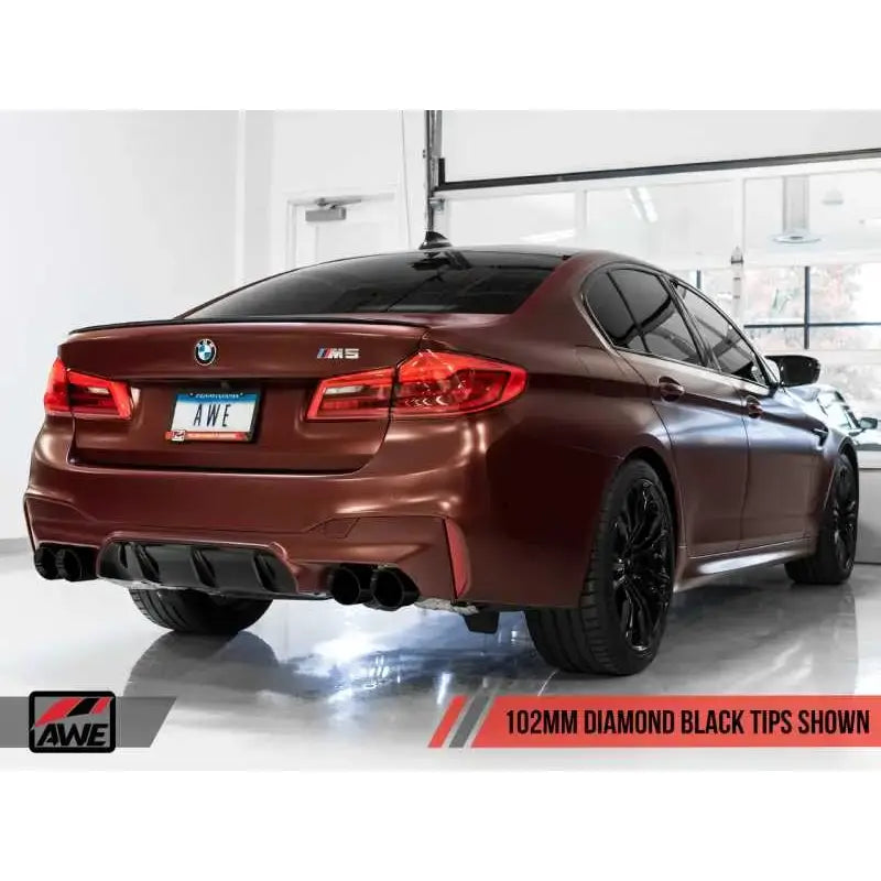 AWE Tuning 18-19 BMW M5 (F90) 4.4T AWD Cat-back Exhaust - Track Edition (Diamond Black Tips) 