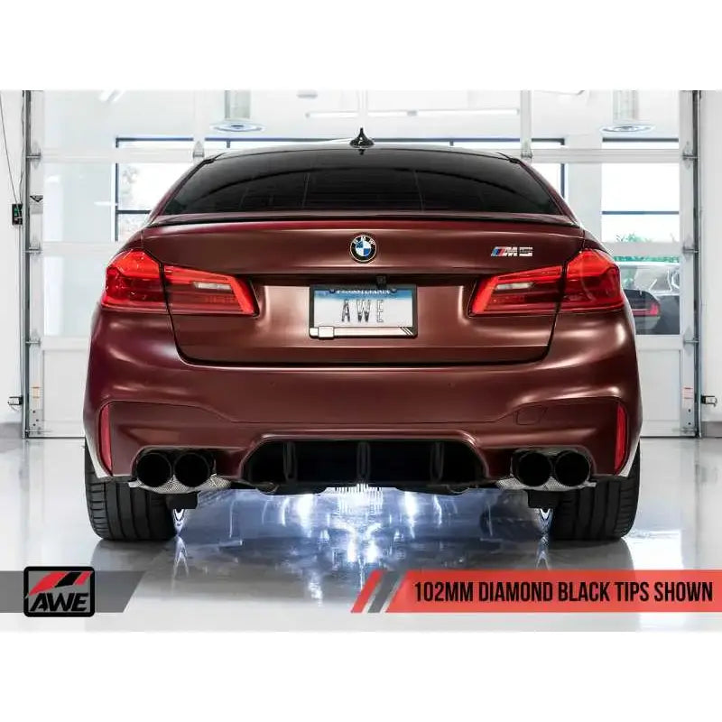 AWE Tuning 18-19 BMW M5 (F90) 4.4T AWD Cat-back Exhaust - Track Edition (Diamond Black Tips) 