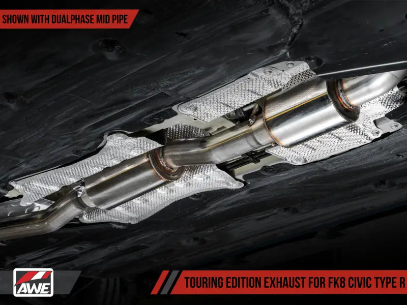 AWE Tuning 2017 + Honda Civic Type R Touring Edition Exhaust w/Front & Mid Pipe - Diamond Blk Tips - Truck Automotive