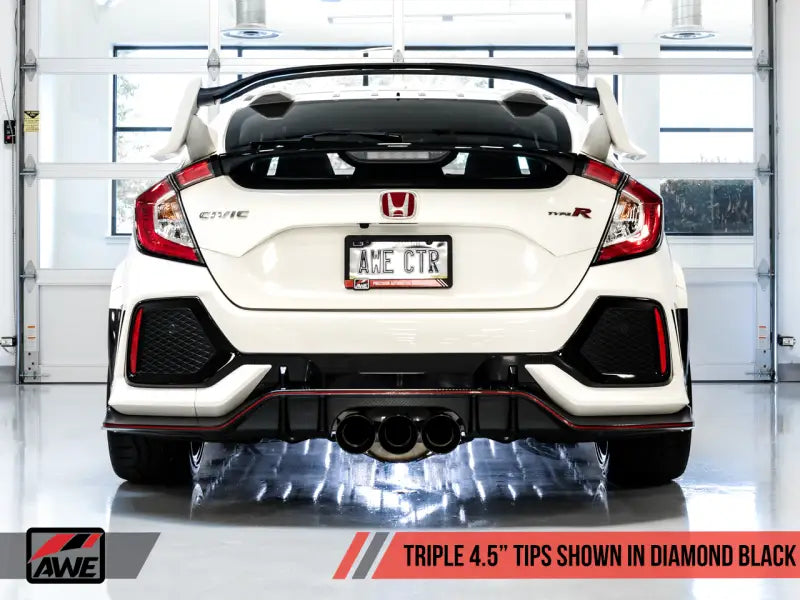 AWE Tuning 2017 + Honda Civic Type R Touring Edition Exhaust w/Front & Mid Pipe - Diamond Blk Tips - Truck Automotive