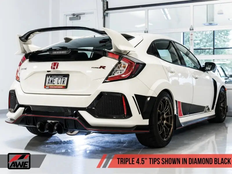 AWE Tuning 2017 + Honda Civic Type R Touring Edition Exhaust w/Front & Mid Pipe - Diamond Blk Tips - Truck Automotive