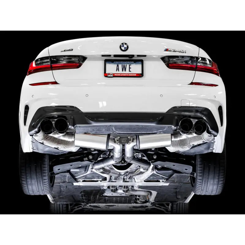 AWE Tuning 3015-43158 AWE Tuning 2019+ BMW M340i (G20) Resonated Touring Edition Exhaust - Quad Diamond Black Tips