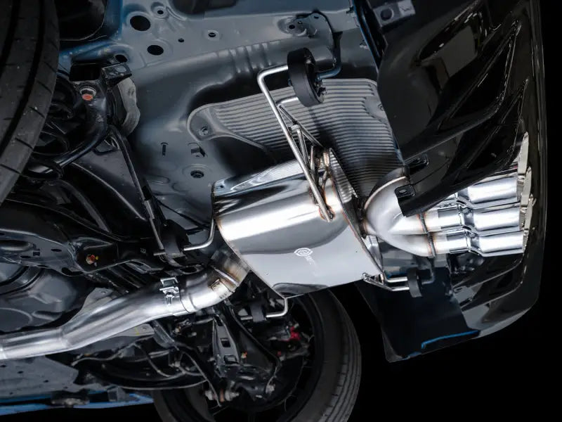 Shiny chrome exhaust system for Honda Civic Type R Touring Edition with triple silver tips