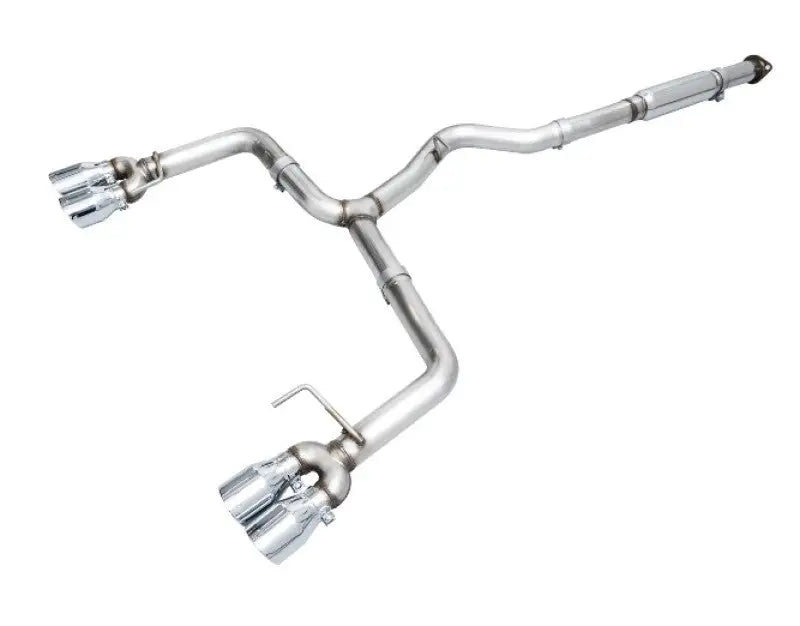 Shiny metal dual exhaust system on Honda Civic Type R Touring Edition with triple chrome tips