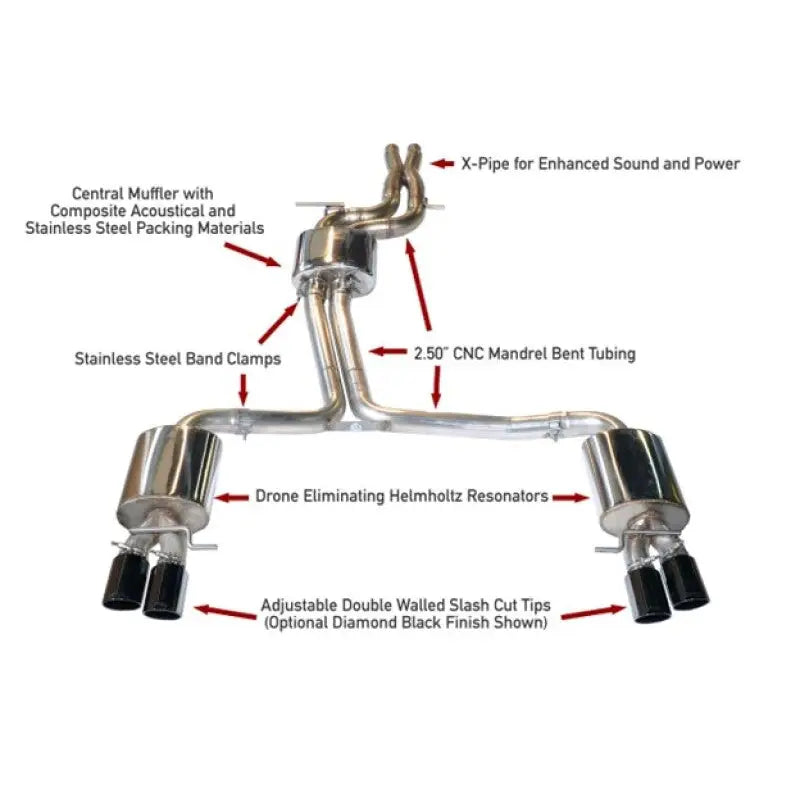 AWE Tuning 3010-43012 AWE Tuning Audi B8.5 S4 3.0T Touring Edition Exhaust System - Diamond Black Tips (102mm)