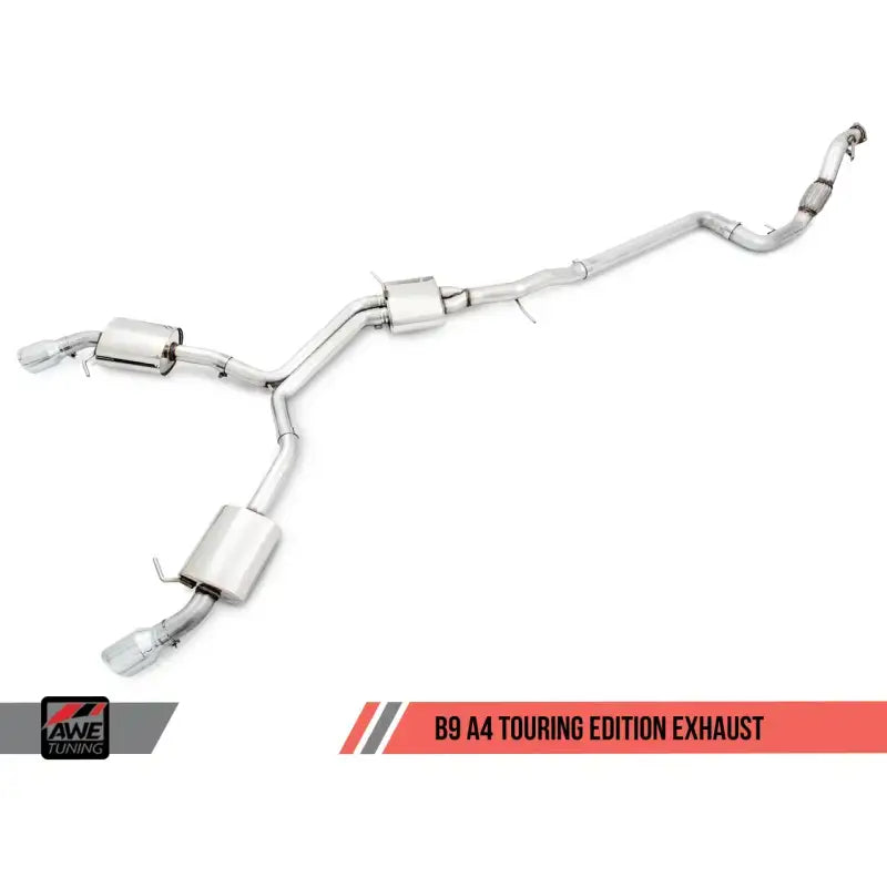 AWE Tuning Audi B9 A4 Touring Edition Exhaust Dual Outlet - Diamond Black Tips (Includes DP) - Truck & Automotive