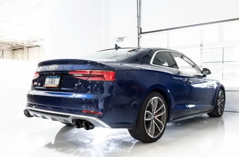 Blue Audi S5 Coupe with AWE Tuning Track Edition Exhaust and Diamond Black Tips