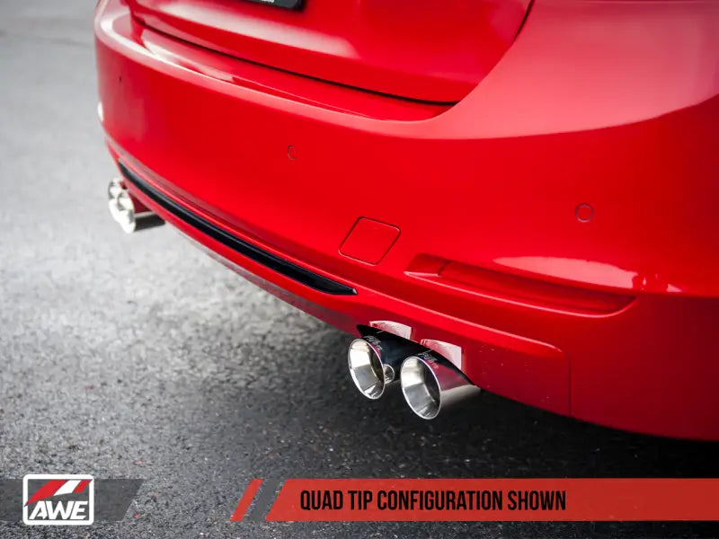 AWE Tuning BMW F3X N20/N26 328i/428i Touring Edition Exhaust Quad Outlet - 80mm Chrome Silver Tips - Truck & Automotive