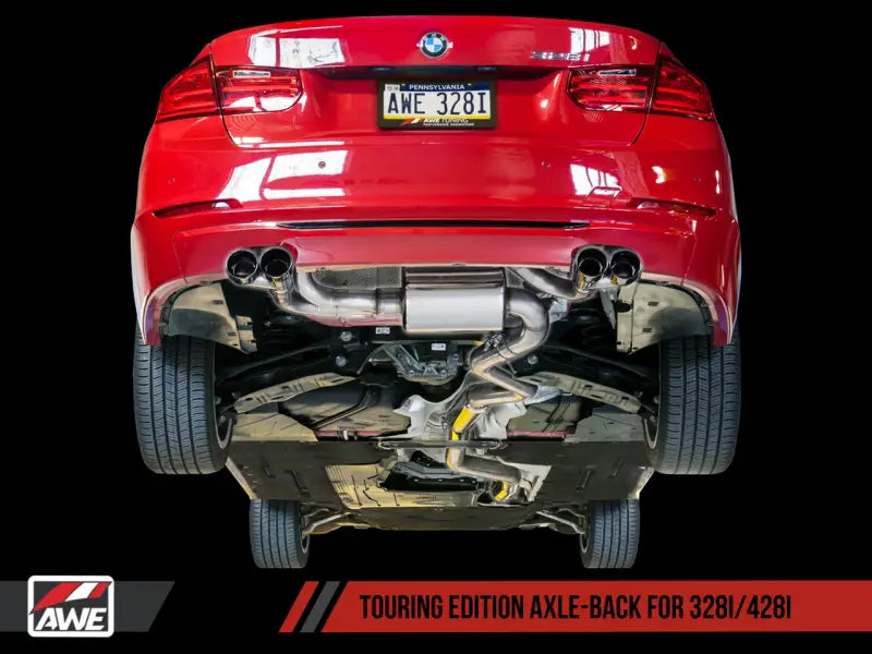 AWE Tuning BMW F3X N20/N26 328i/428i Touring Edition Exhaust Quad Outlet - 80mm Chrome Silver Tips - Truck & Automotive
