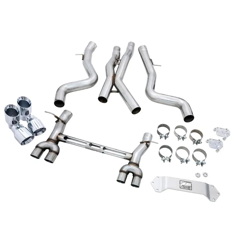 AWE Tuning 3020-42082 AWE Tuning BMW F8X M3/M4 Track Edition Catback Exhaust - Chrome Silver Tips