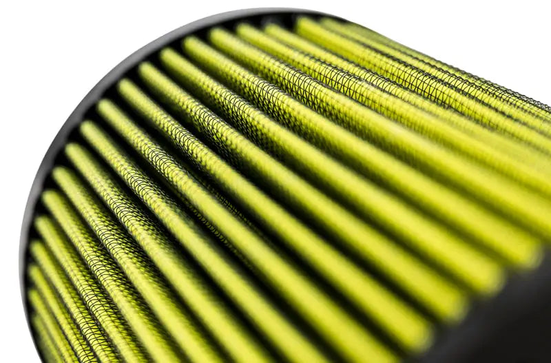 Yellow pleated air filter for AWE Tuning C7 S-FLO filter upgrade factory air intake