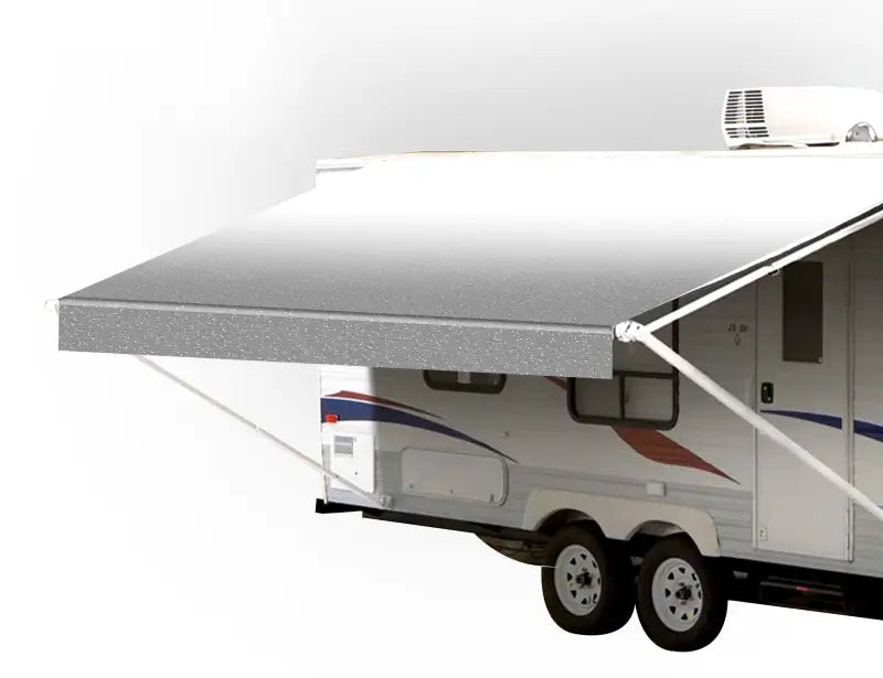 Recreational vehicle with awning featuring AWNRP4 TFX Overland Repl Arm Horizontal 98