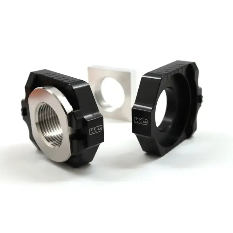 Machined metal threaded fittings for Axle Blocks Elite Ktm Hus Black axle blocks elite