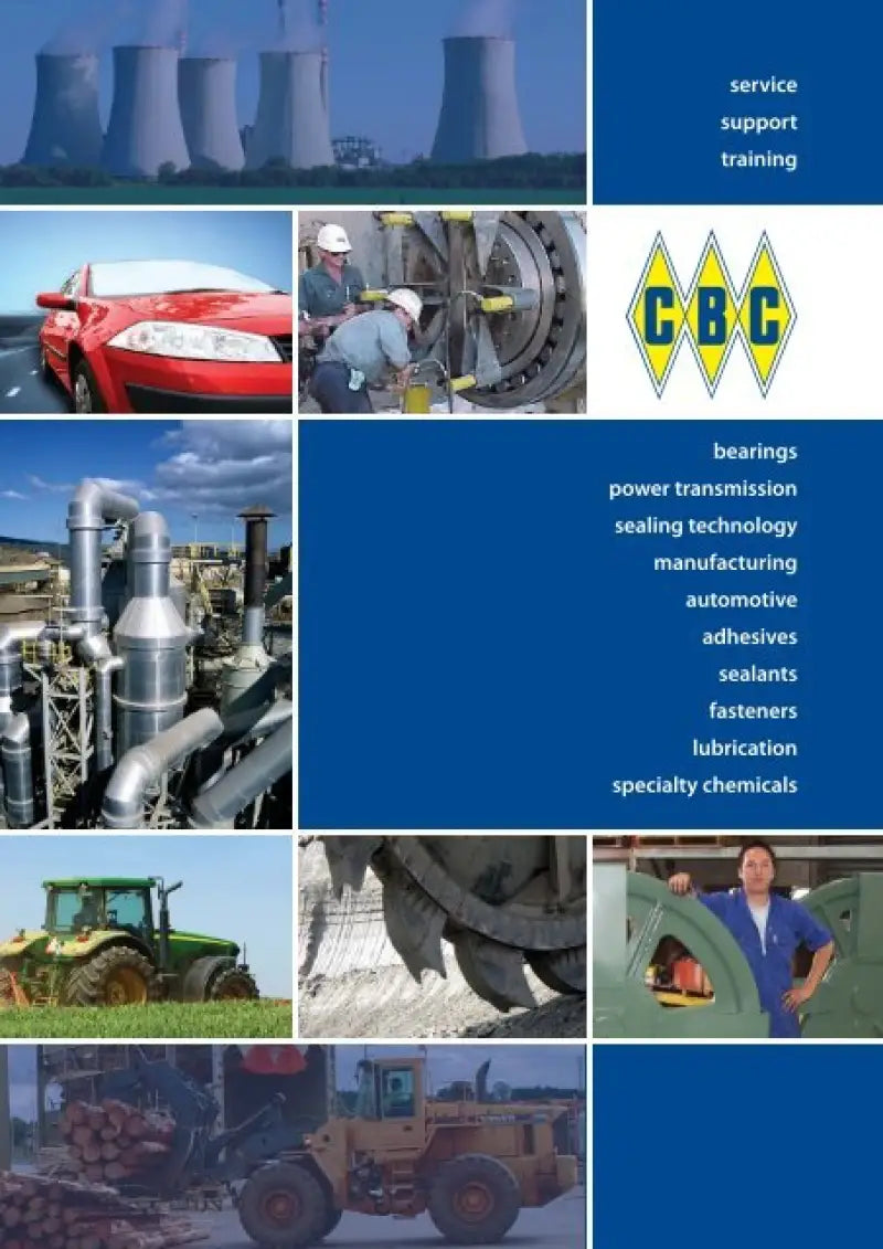 Collage of industrial images and services featuring the B-5020 Bower BCA BRNG component