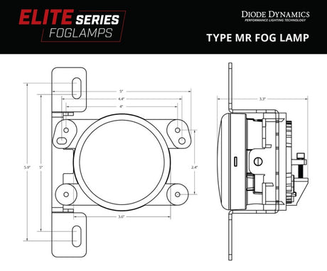 Diode Dynamics Elite Series Type MR Fog Lamps - Yellow (Pair) - DD5164P