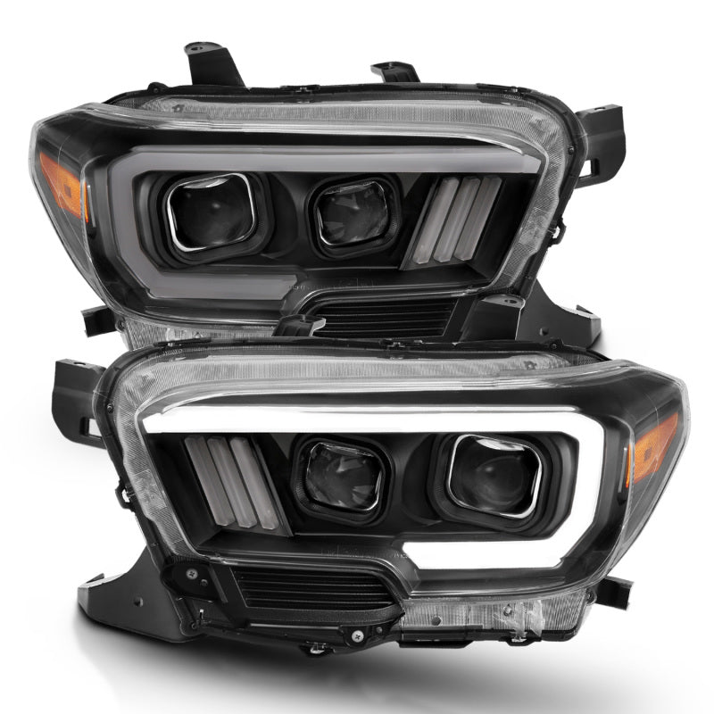 ANZO 111396 ANZO 2016-2017 Toyota Tacoma Projector Headlights w/ Plank Style Switchback Black w/ Amber