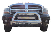 Black truck with chrome bull bar B1516S TrailFX oval bull bar for tough off-road looks