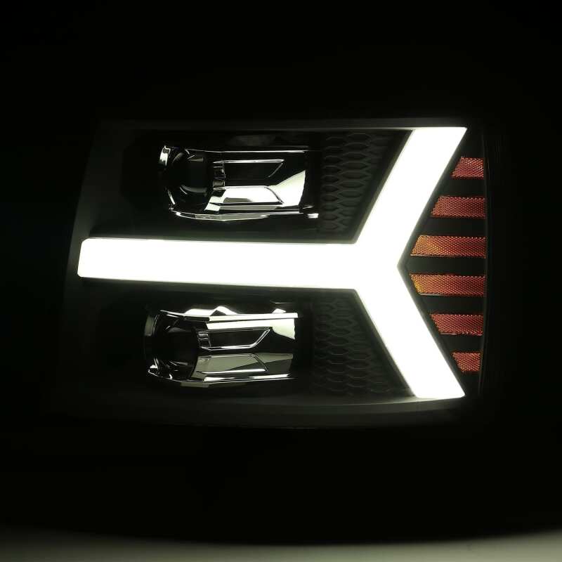 AlphaRex 880205 880205 AlphaRex 07-13 Chevy 1500HD PRO-Series Proj Headlight Plank Style Matte Blk w/Activ Light/Seq Signal