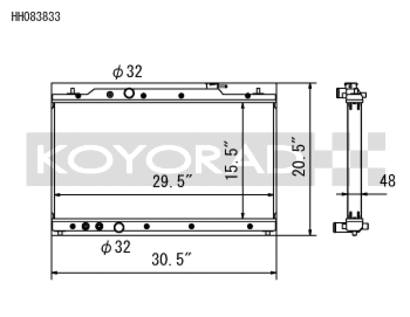 Koyo HH083833 Koyo 2022 Honda Civic 1.5L Turbo (MT and CVT) All Aluminum Radiator