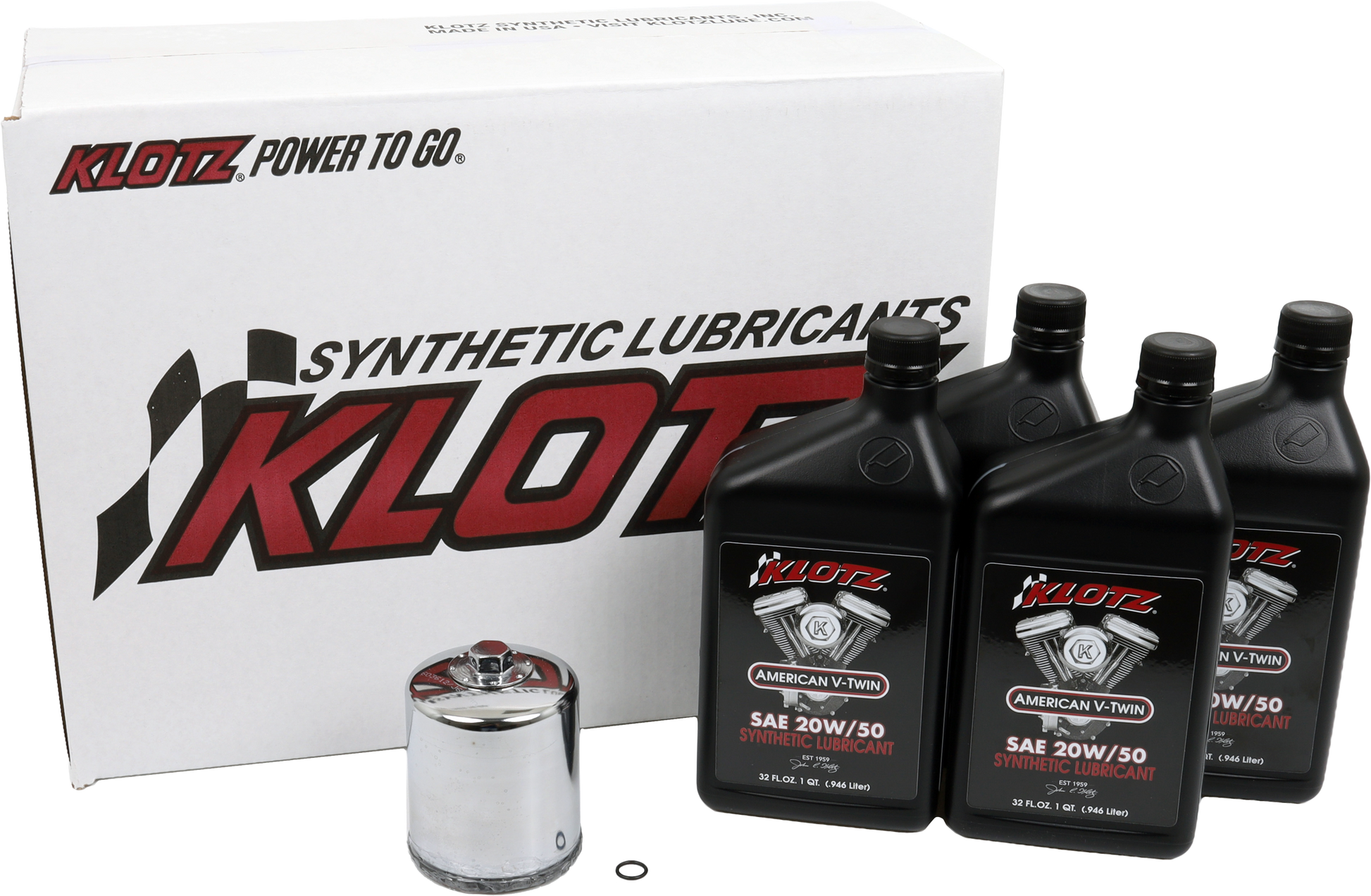 Klotz Basic 4 Quart Synthetic Engine Oil and Chrome Filter Kit Oil Change Kit KH-105 - 4QT