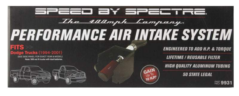 Spectre 9931 Spectre 94-01 Dodge RAM 1500/2500 V8-5.2/5.9L F/I Air Intake Kit - Polished w/Red Filter