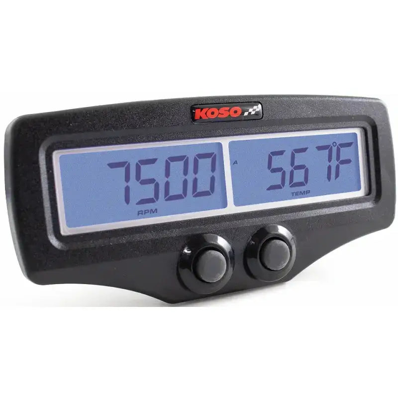 Black digital dual EGT gauge with RPM and water temp readouts and control buttons