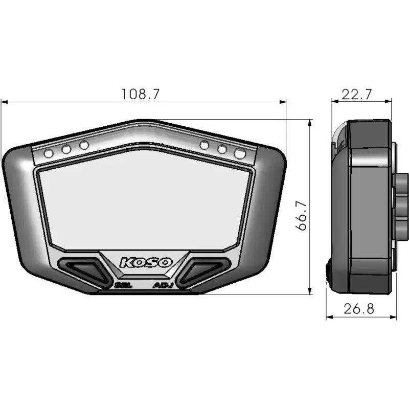 Digital dashboard display of boost gauge with air fuel ratio and temperature readings