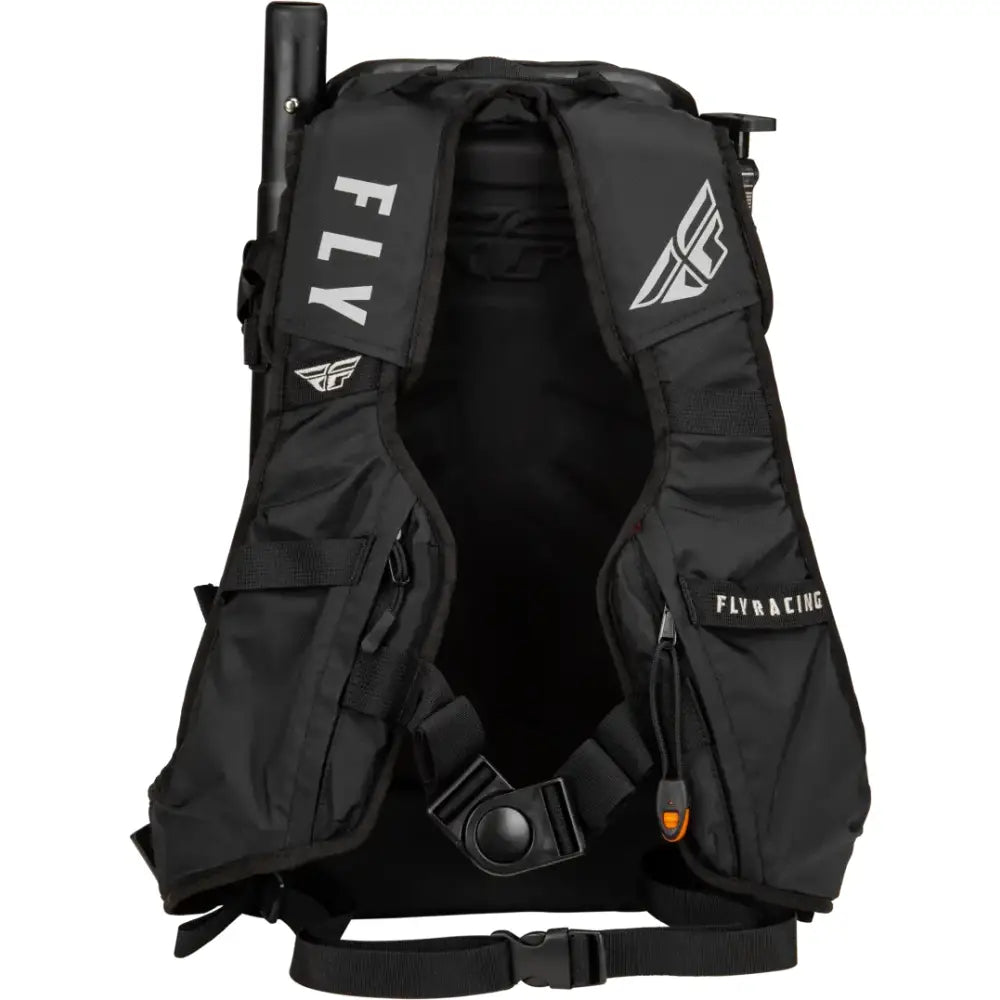 Black hydration backpack with adjustable shoulder straps, perfect for outdoor adventures