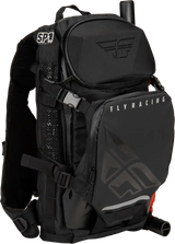 Black hydration backpack with adjustable shoulder straps, ideal for outdoor adventures