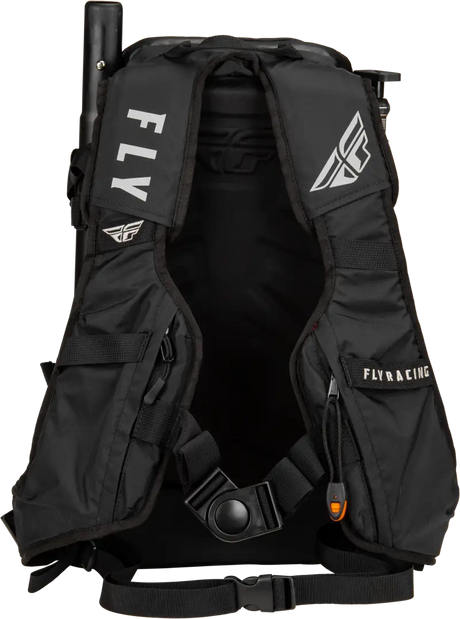 Black hydration backpack with adjustable shoulder straps, perfect for outdoor adventures