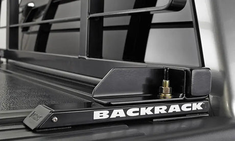 Black metal truck rack shown with BackRack 14-18 Silverado Sierra low profile tonneau hardware kit