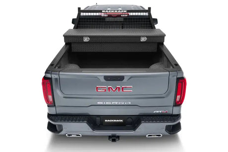 Gray GMC Sierra pickup truck with BackRack safety rack for added truck safety