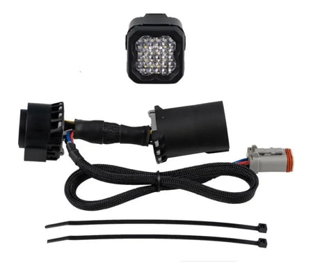 Backup Light 2 Inch Receiver Hitch Mount; Single; Clear Reverse Light/ Red Running Fourth Break Light; Black Aluminum