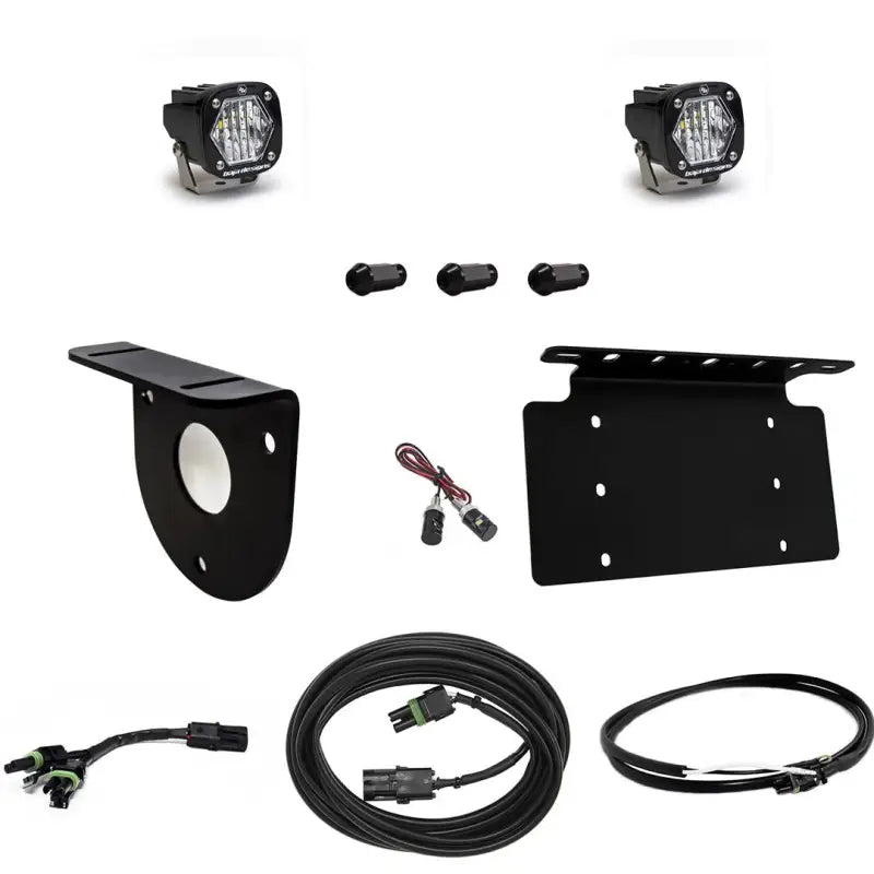 Backup Light - LED Spare Tire Carrier Mount; Set Of 2; Clear Lens; White Bulb; 2 Inch Black Square Housing; 2375