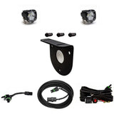 Backup Light - LED Spare Tire Carrier Mount; Set Of 2; Clear Lens; White Bulb; 2-Inch Black Square Housing; 2375 Lumens; 20 Watt; 1.45 Amp; with Reverse Light Bracket, Extensions, 2-Pin Splitter, Relay Harness, Toggle Switch