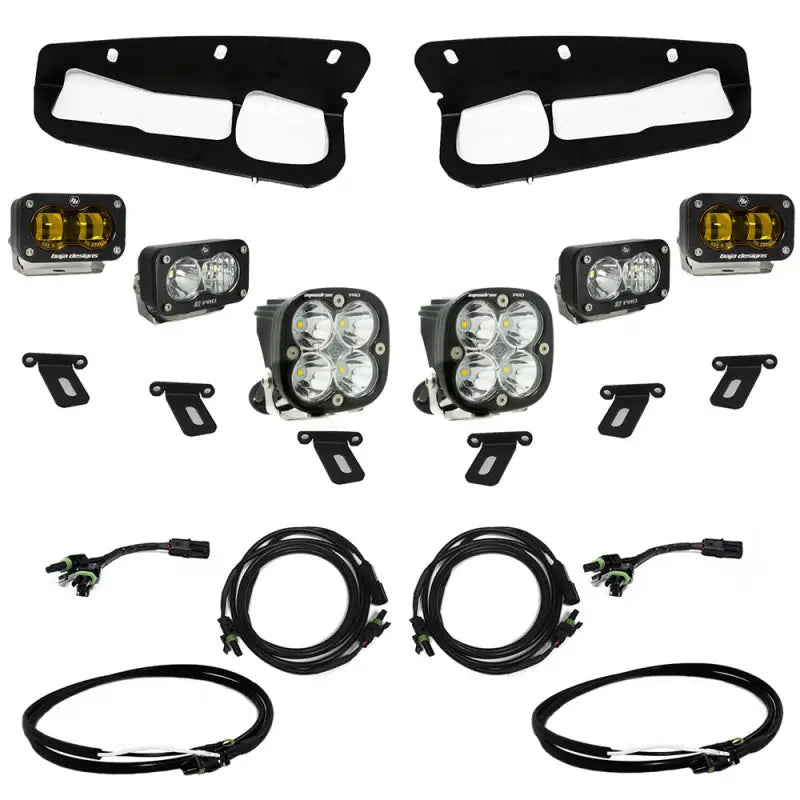 Baja Designs 21-22 Ford Bronco w/Steel Bumper S2 SAE Pro Fog Pocket Light Kit w/Upfitter - Amber - Truck & Automotive