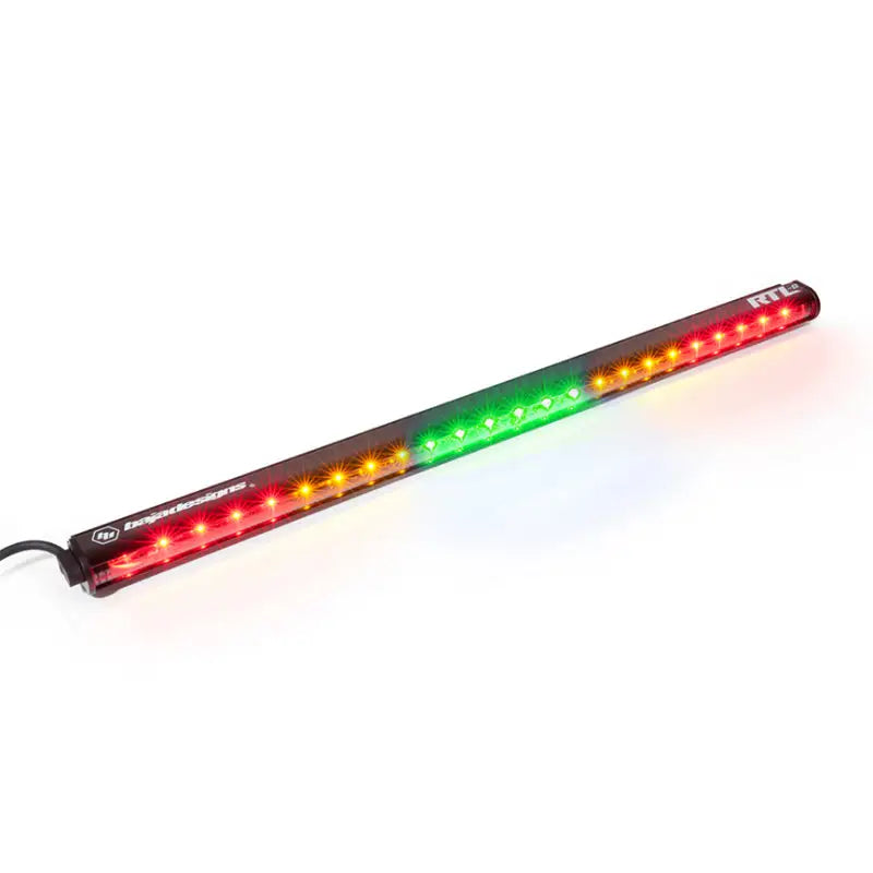 Illuminated LED light bar on Baja Designs RTL-G Single Straight 30in Light Bar