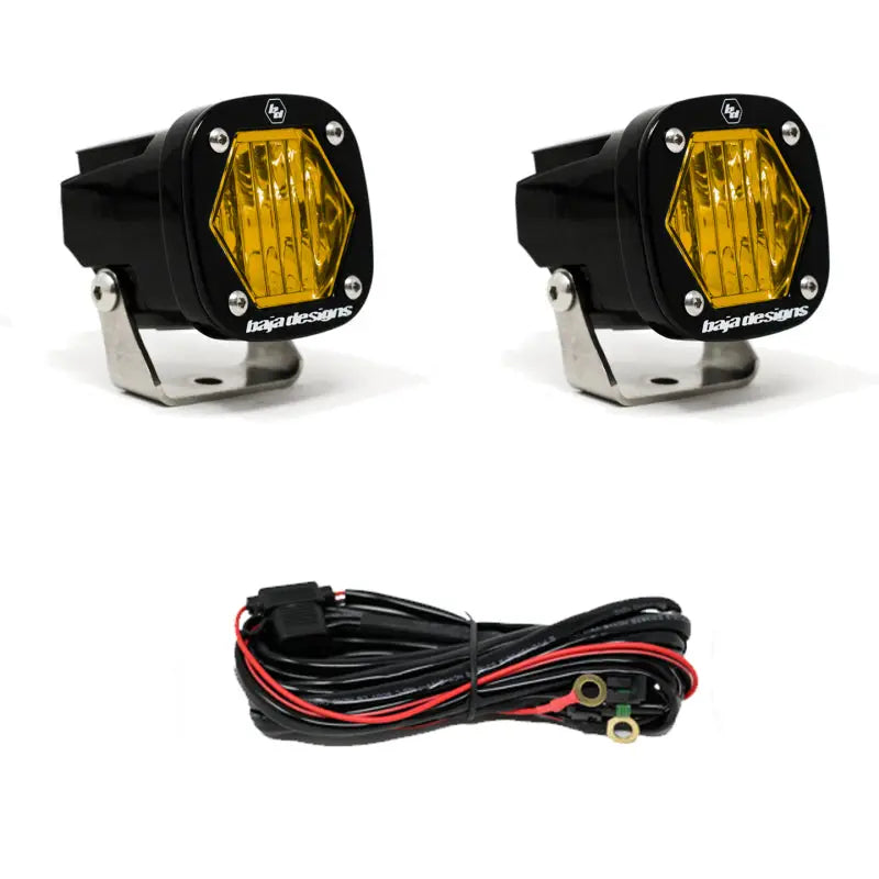 Baja Designs 387815 Baja Designs S1 Amber Wide Cornering LED Light w/ Mounting Bracket Pair